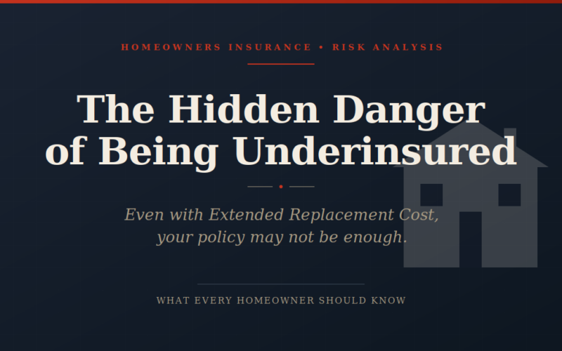 Title slide for homeowners insurance risk analysis about underinsurance dangers